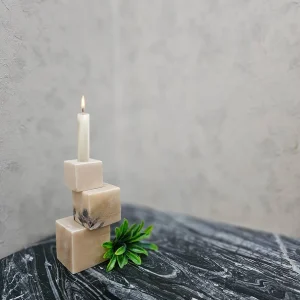 Ilka stone candlestick with thin candle