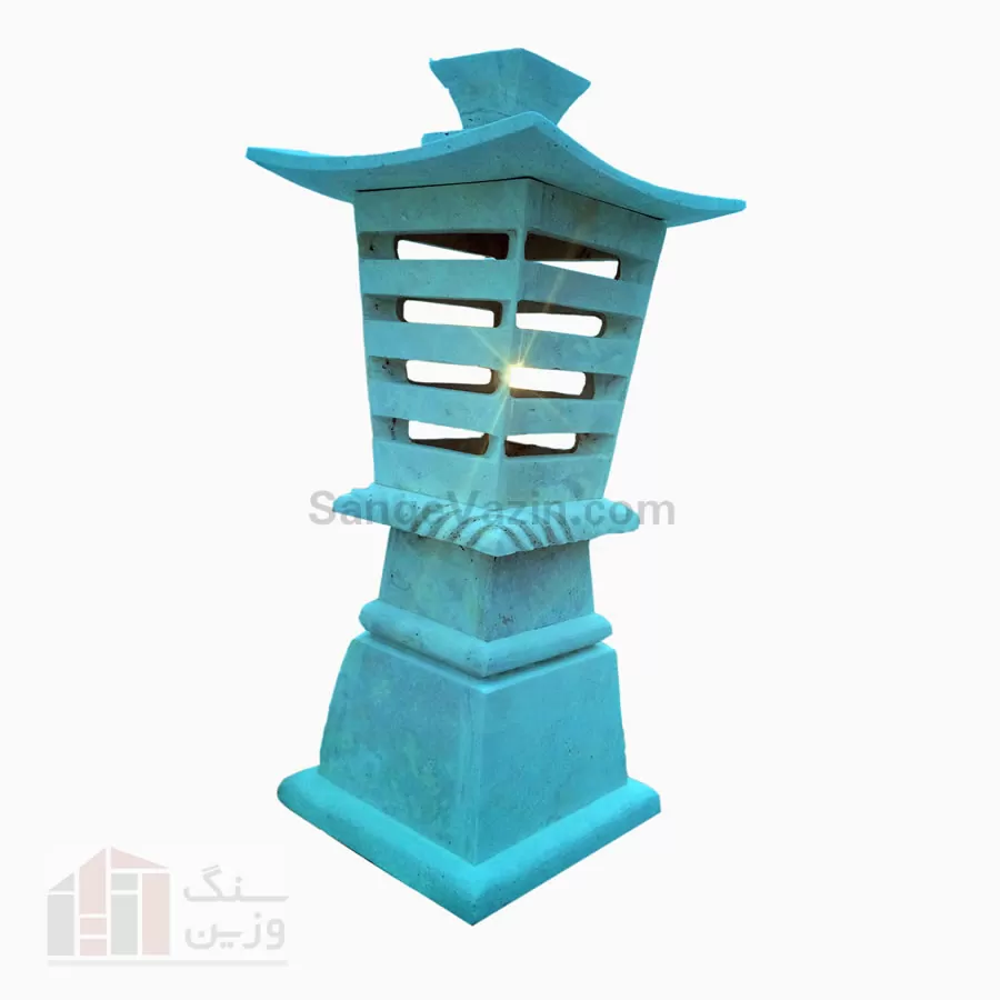 blue stone lamp post